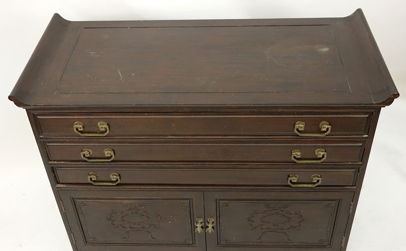 Mid Century Chinese Silverware Chest of Drawers with Brass Mounts.