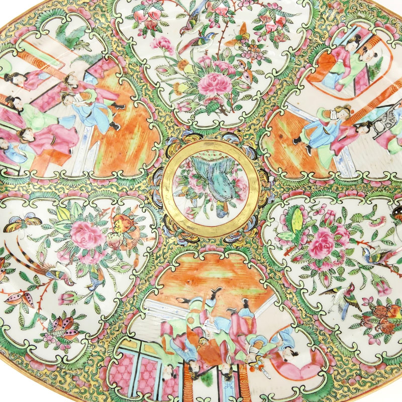Large Chinese Export Porcelain Rose Medallion Oval Platter.