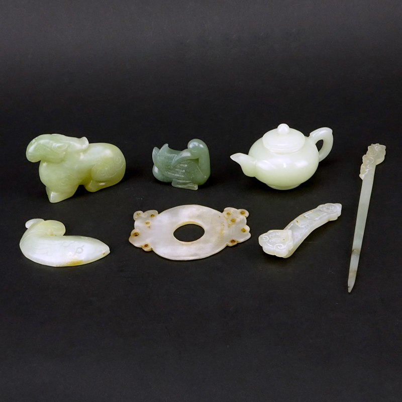 Collection of Seven (7) 19/20th Century Chinese Jade Carvings.