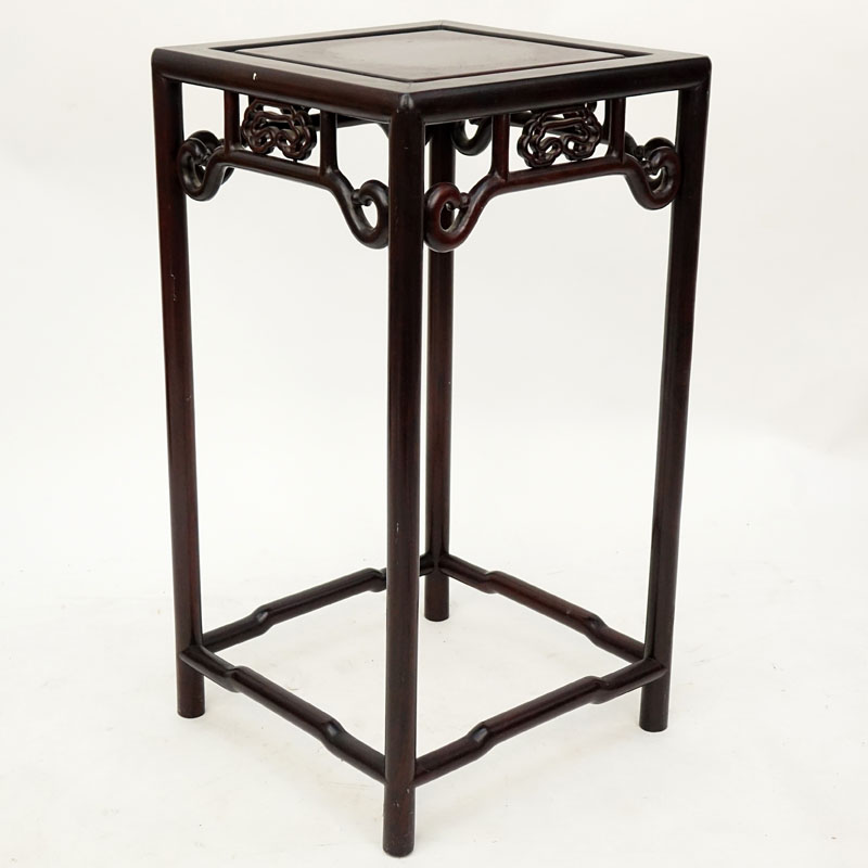 Modern Chinese Carved Hard Wood Pedestal Table.