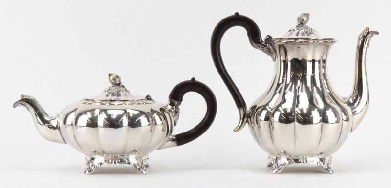 Six (6) Piece Antique English Repousse Silver Plate Tea/Coffee Service.