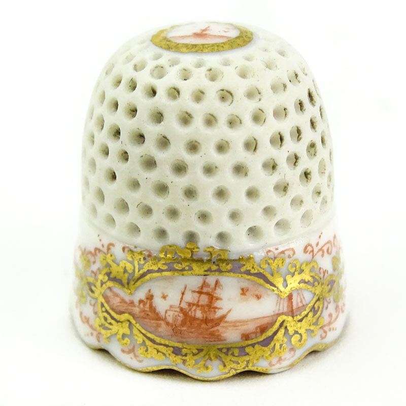 Mid 18th Century Meissen Porcelain Thimble.