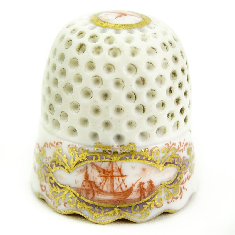 Mid 18th Century Meissen Porcelain Thimble.