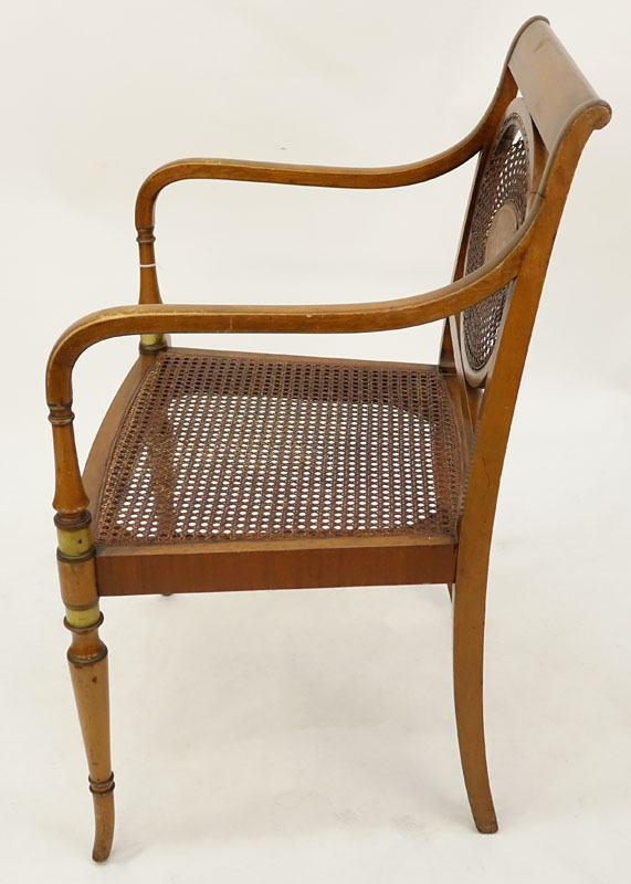 Antique George III Style Caned and Carved Wood Armchair.