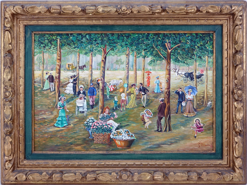 Geneviève Eliacheff, French (b. 1910) Oil on canvas "Le bois de Boulogne a Paris". 