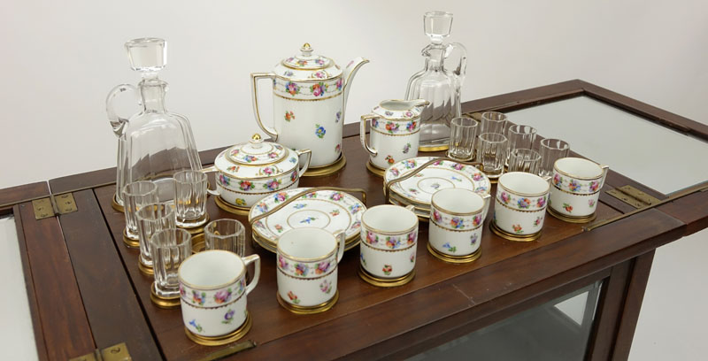 Vintage Dresden Porcelain and Glass Demitasse/Liqueur  Set.