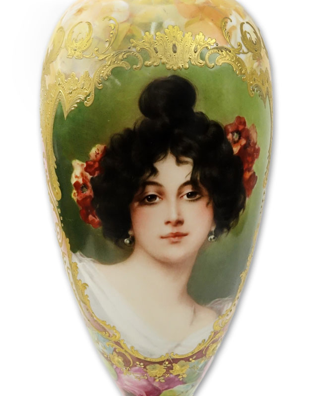 Large 19/20th Century Royal Vienna Hand Painted Portrait Vase.