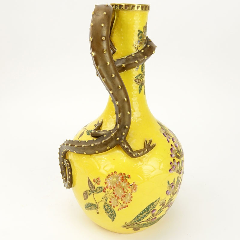 19th Century Royal Worcester Lizard Handle Ewer.