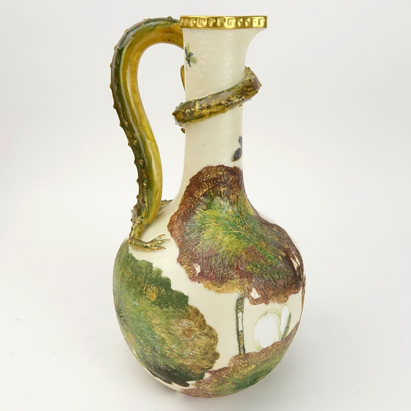 19th Century Royal Worcester Lizard Handle Ewer.