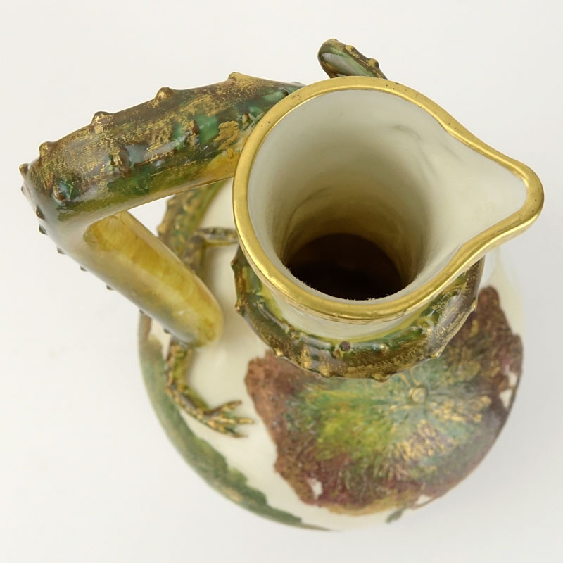 19th Century Royal Worcester Lizard Handle Ewer.