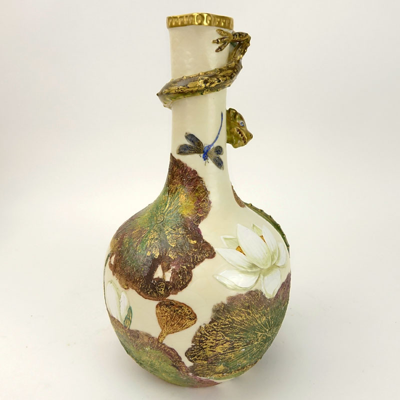 19th Century Royal Worcester Lizard Handle Ewer.