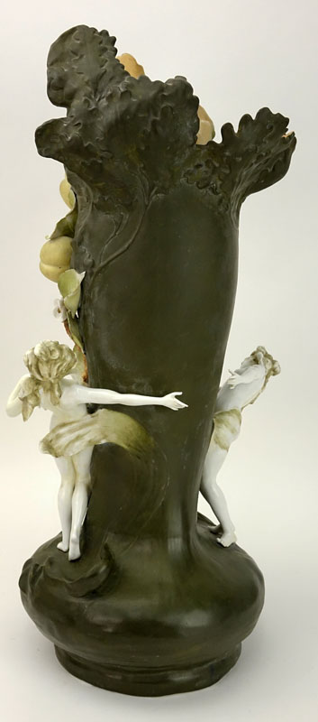 Large Art Nouveau German Porcelain Figural Vase.