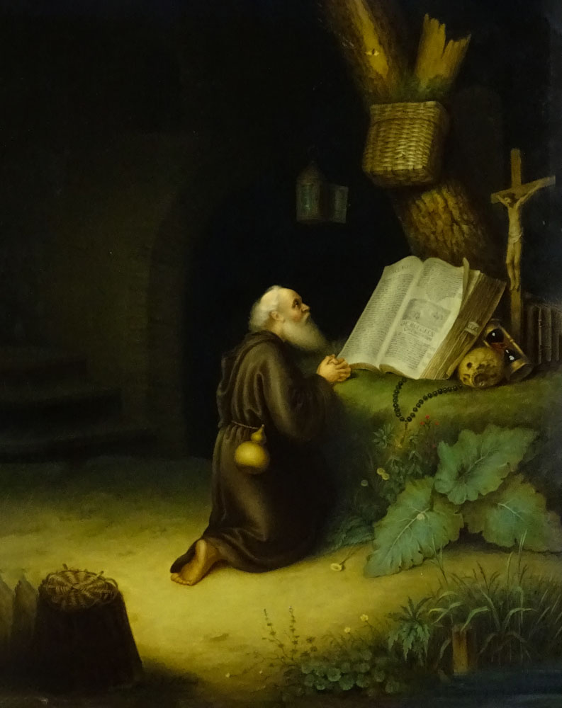 Monumental Circa 1870 KPM Painted Porcelain Plaque "Saint Jerome in Prayer". 