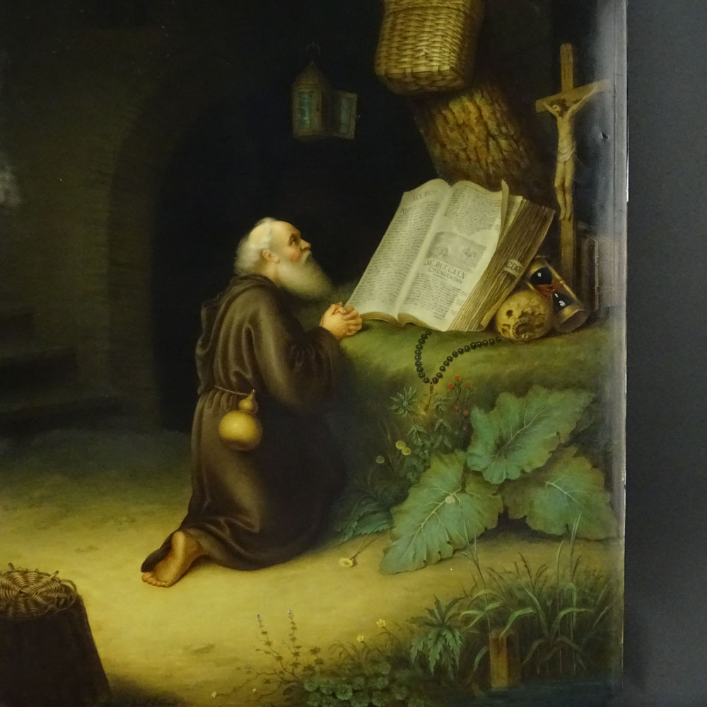 Monumental Circa 1870 KPM Painted Porcelain Plaque "Saint Jerome in Prayer". 