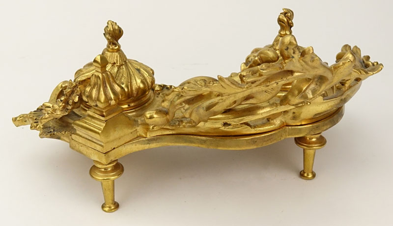 19/20th Century Louis XV Style Gilt Bronze Inkwell.