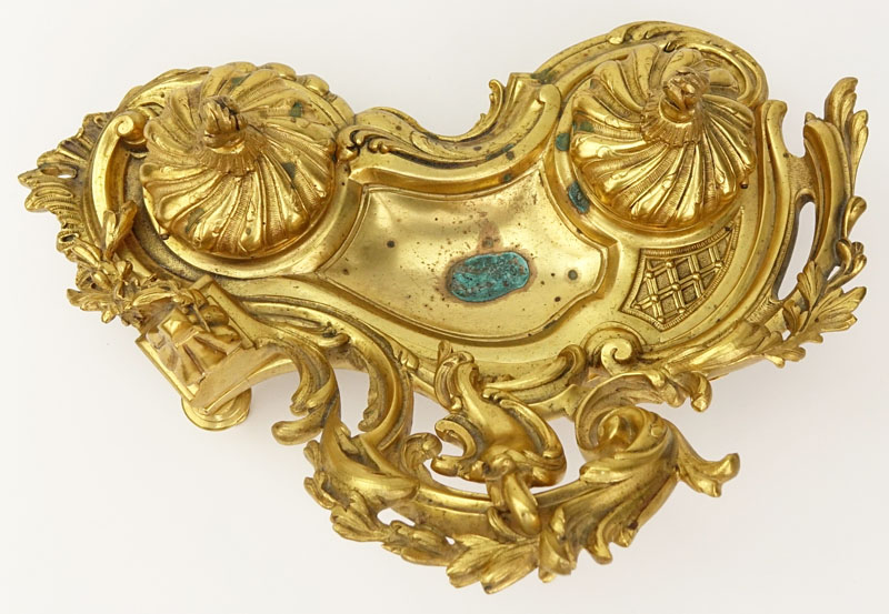 19/20th Century Louis XV Style Gilt Bronze Inkwell.