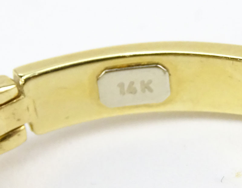 Vintage Israeli Diamond and 14 Karat Yellow Gold Hinged Bangle Bracelet and Ring Suite.