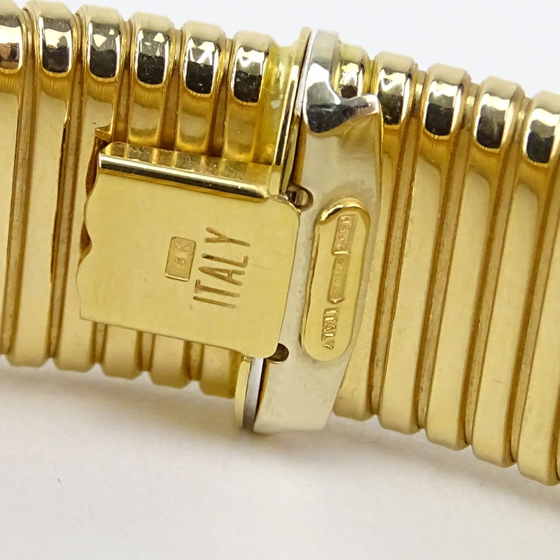 Vintage Italian 18 Karat Yellow Gold Flexible Wide Bracelet.