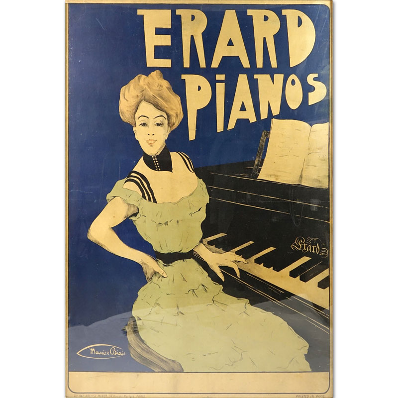 Maurice Biais, French (1875-1926) "Erard Pianos" Original Antique Poster.