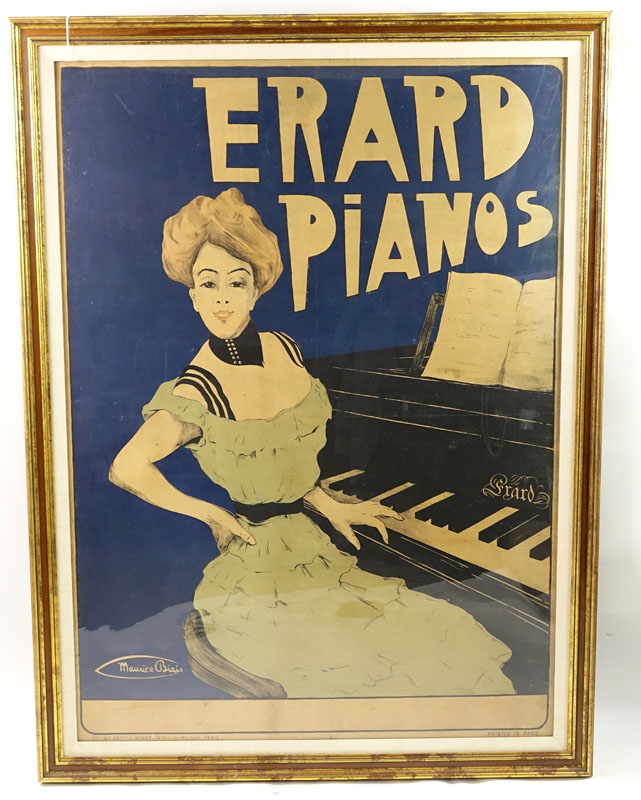 Maurice Biais, French (1875-1926) "Erard Pianos" Original Antique Poster.