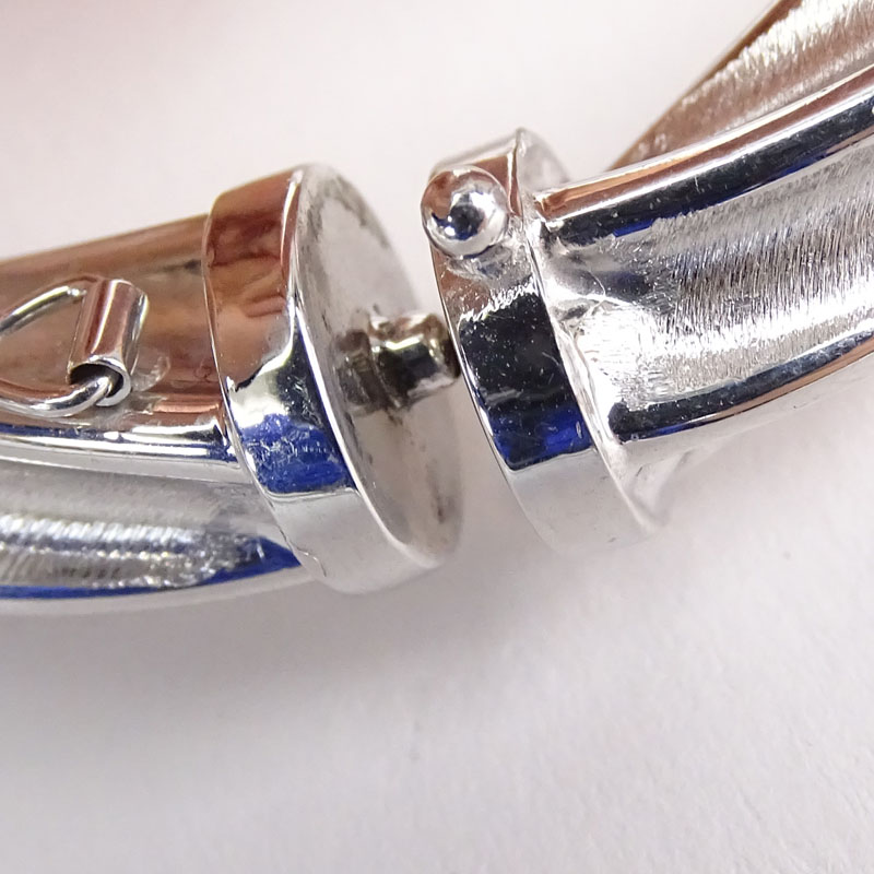 Vintage Italian 18 Karat White Gold Hinged Bangle Bracelet together with 14 Karat White Gold Chain.