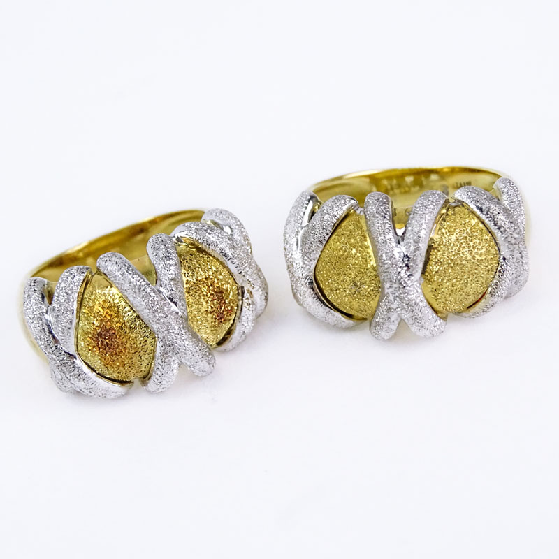 Two (2) Vintage Italian 18 Karat Yellow and White Gold Rings.