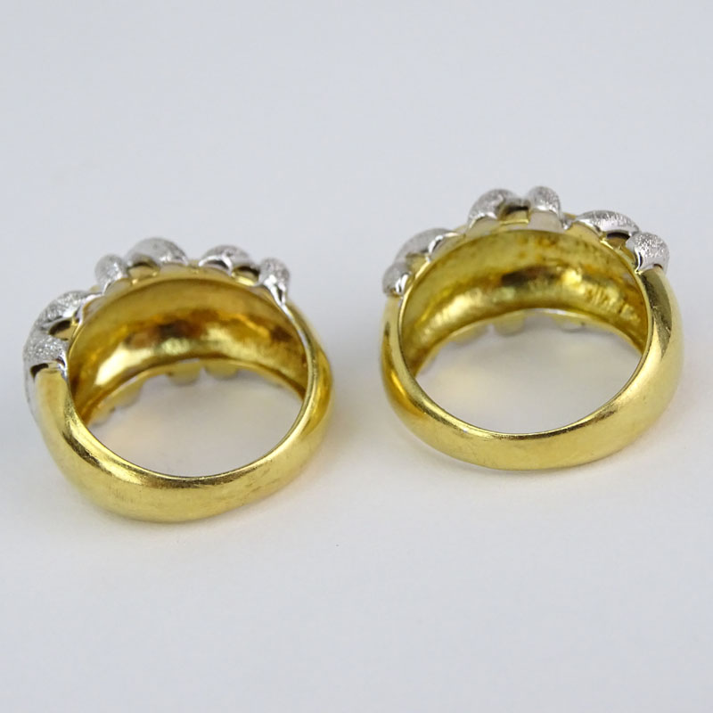 Two (2) Vintage Italian 18 Karat Yellow and White Gold Rings.