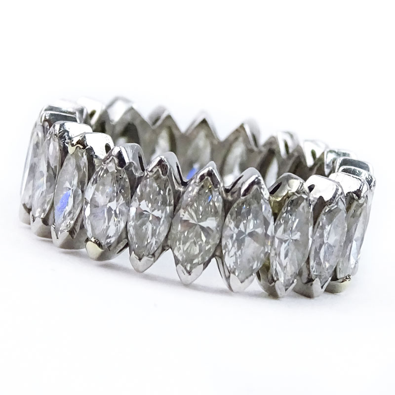 Vintage Approx. 4.25 Carat Marquise Cut Diamond and 18 Karat White Gold Eternity Band.