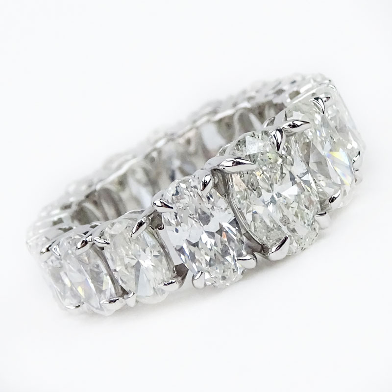 Approx. 9.50 Carat Oval Cut Diamond and 18 Karat White Gold Eternity Band.