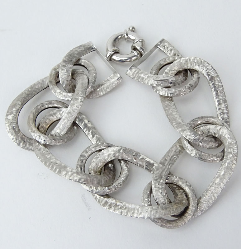 Vintage Italian 14 Karat White Gold Loop Link Bracelet.