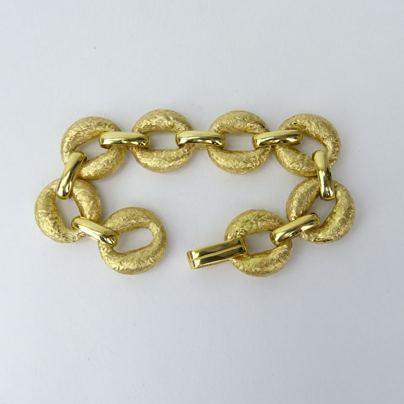 Vintage Italian 18 Karat Yellow Gold Link Bracelet.