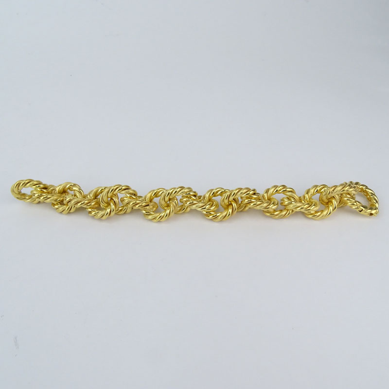 Vintage Italian 14 Karat Yellow Gold Thick Twisted Link Bracelet.