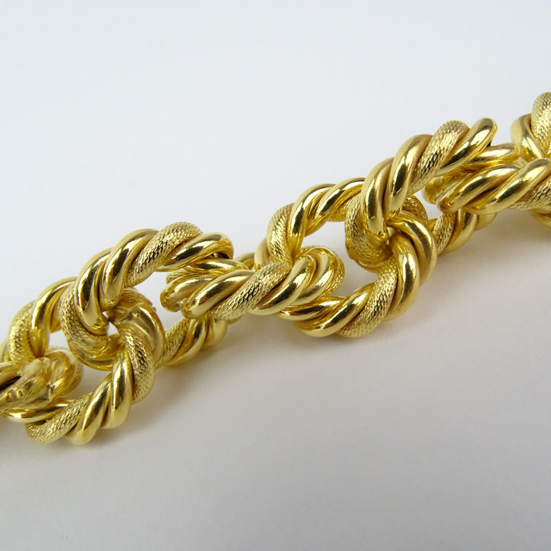 Vintage Italian 14 Karat Yellow Gold Thick Twisted Link Bracelet.