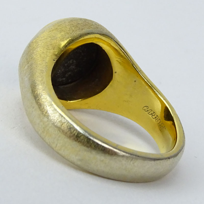 Man's Vintage Cabochon Black Star Sapphire and Heavy 14 Karat Yellow Gold Ring.