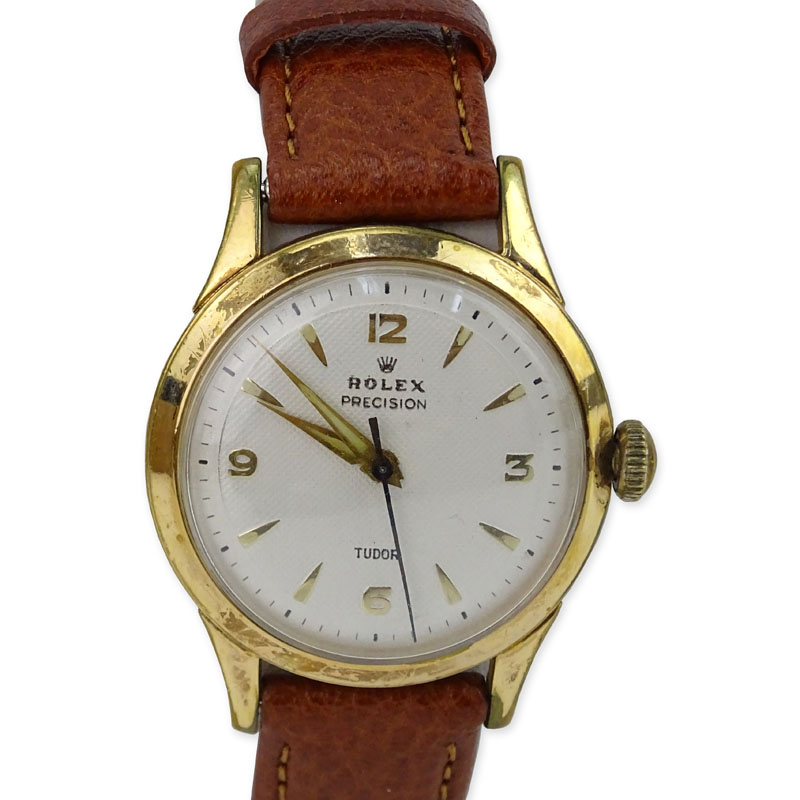 Man's Vintage Rolex Precision Tudor Watch, Manual Movement, Leather Strap. 