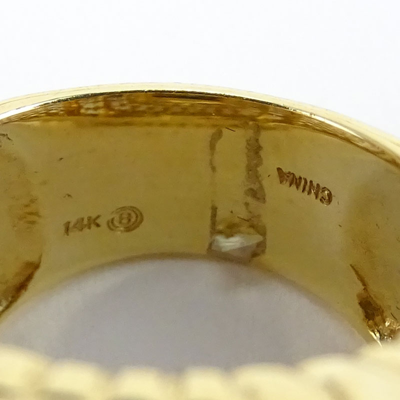 Vintage Square Cut Citrine, Diamond and 14 Karat Yellow Gold Bracelet and Ring Suite. 