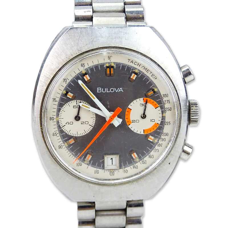 Retro Bulova Stainless Steel Tourneau Automatic Tachymeter Watch.