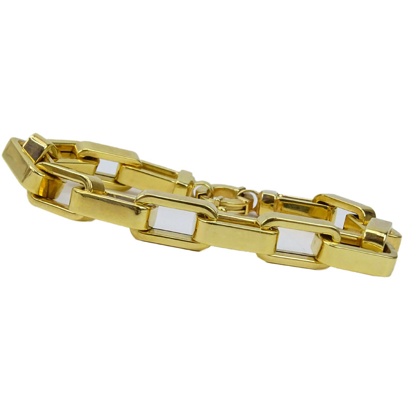 Vintage Italian 14 Karat Yellow Gold Retro Link Bracelet.