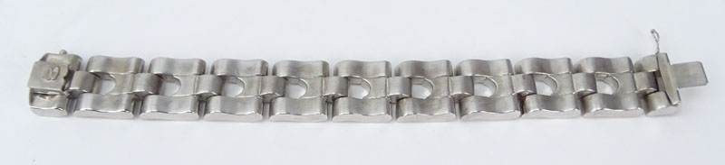 Italian 18 Karat White Gold Large Link Bracelet.