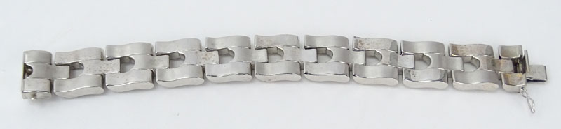 Italian 18 Karat White Gold Large Link Bracelet.