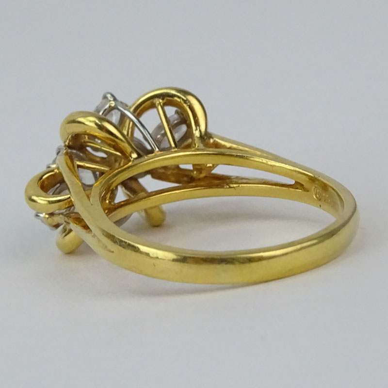 Vintage Approx. 1.50 Carat Oval Cut Diamond and 18 Karat Yellow Gold Ring.