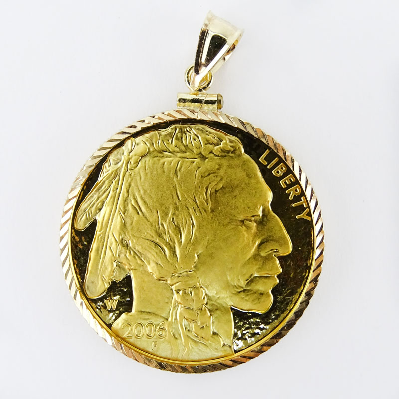 2006 American Buffalo $50 Gold Coin in 14 Karat Yellow Gold Pendant.