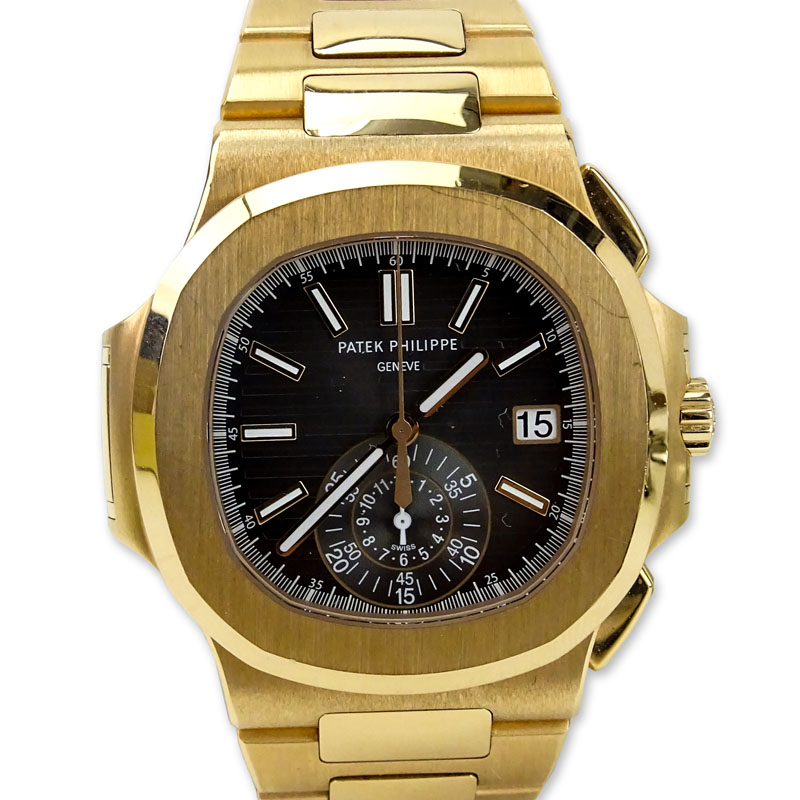 Patek Philippe Nautilus Black Dial 18 Karat Rose Gold Chronograph Automatic Men's Watch 5980-1R-001.