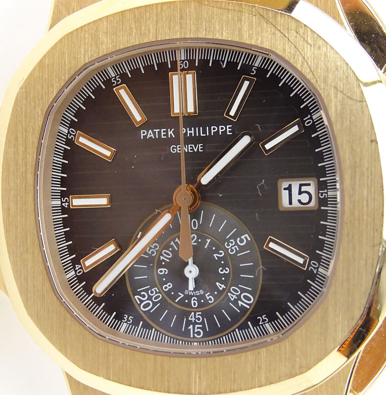 Patek Philippe Nautilus Black Dial 18 Karat Rose Gold Chronograph Automatic Men's Watch 5980-1R-001.