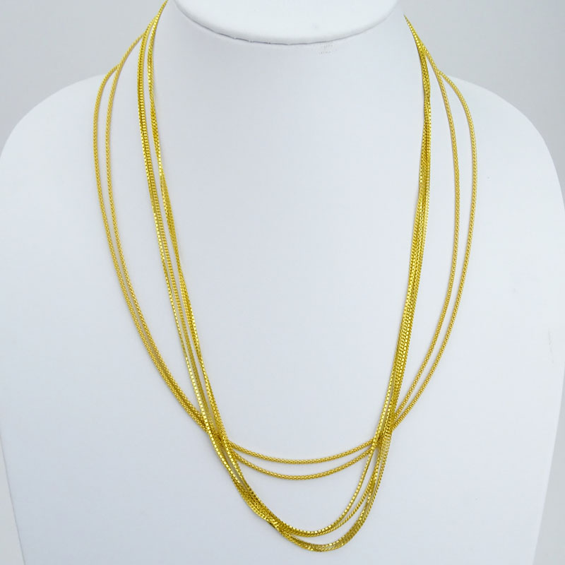 Vintage 24 Karat Fine Yellow Gold Double Strand Necklace along with Two (2) 21 Karat Yellow Gold Single Strand Necklaces.