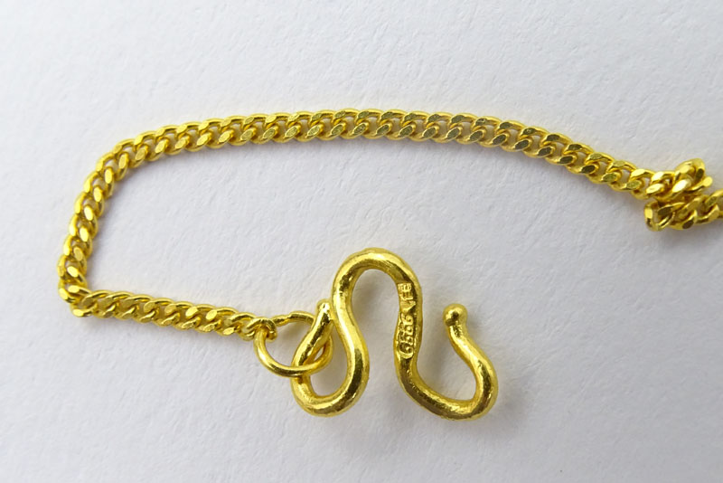 Vintage 24 Karat Fine Yellow Gold Double Strand Necklace along with Two (2) 21 Karat Yellow Gold Single Strand Necklaces.