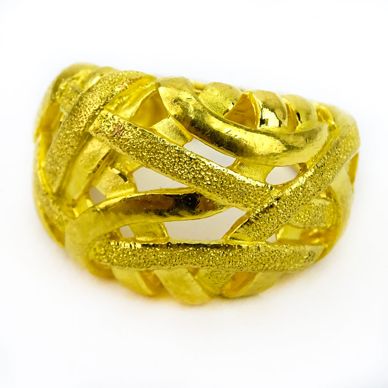 Vintage 24 Karat Fine Yellow Gold Openwork Ring.