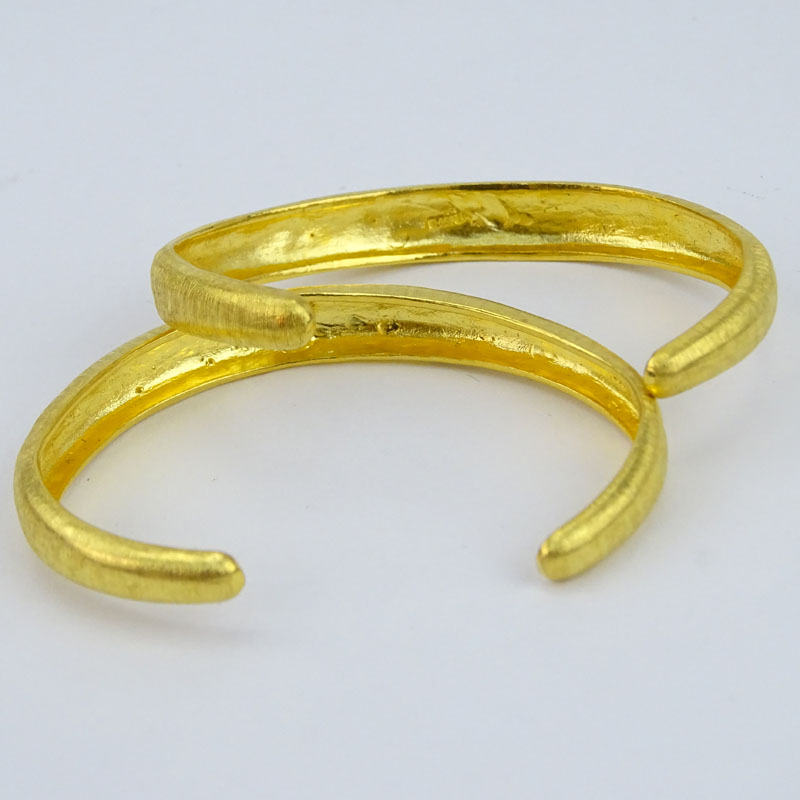 Pair of 24 Karat Fine Yellow Gold Cuff Bracelets.