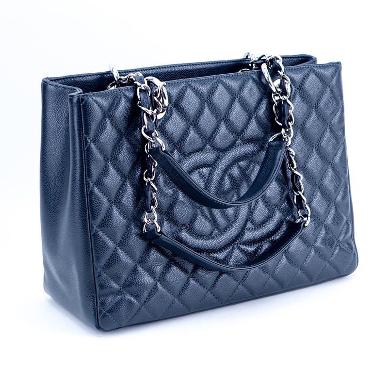 Chanel Dark Grey Quilted Leather Grand Shopper 30 CM Tote.