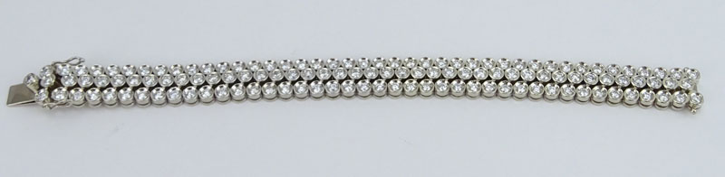 Man's Approx.. 18.50 Carat (126) Round Brilliant Cut Diamond and 18 Karat White Gold Bracelet.